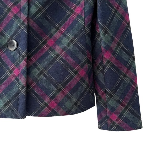 Talbots Wool Blend Tartan Plaid Peacoat - Picture 4 of 6